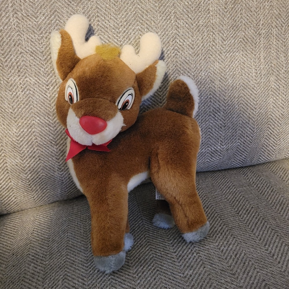 Applause Rudolph The Red Nosed Reindeer 10" Plush Stuffed Animal Bow